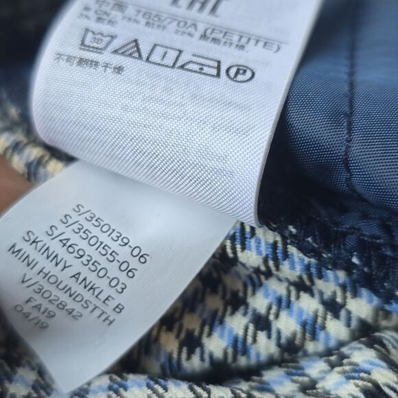 GAP NWT Signature Mini Houndstooth Blue Black Skinny Ankle Pants Women's 4 P - Picture 7 of 12